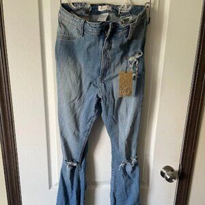 Loverly Fit - Distressed High Waist Flare Jeans - Size 15